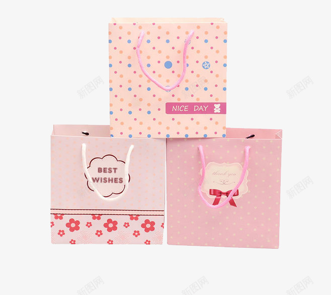 粉色礼品袋png免抠素材_新图网 https://ixintu.com 卡通 礼品袋 礼盒袋 粉色 袋子