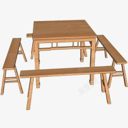 桌椅模型农家桌子板凳平面图高清图片