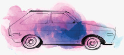 水彩小车创意卡通水彩汽车装饰图案高清图片