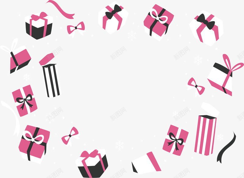 粉红色礼物盒边框png免抠素材_新图网 https://ixintu.com 冬季促销 圣诞促销 矢量png 粉红色 节日礼盒 购物送礼