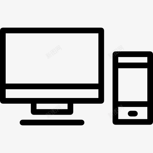 手机和电脑显示器概述一个圆圈内图标png_新图网 https://ixintu.com SEO 圈 工具 工具和器具 手机 显示器 电脑 计算机 轮廓