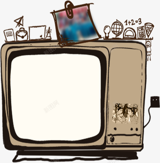 黑白电视机png免抠素材_新图网 https://ixintu.com 卡通 手绘 网页