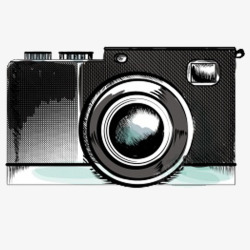 运动相机手绘黑白复古相机高清图片