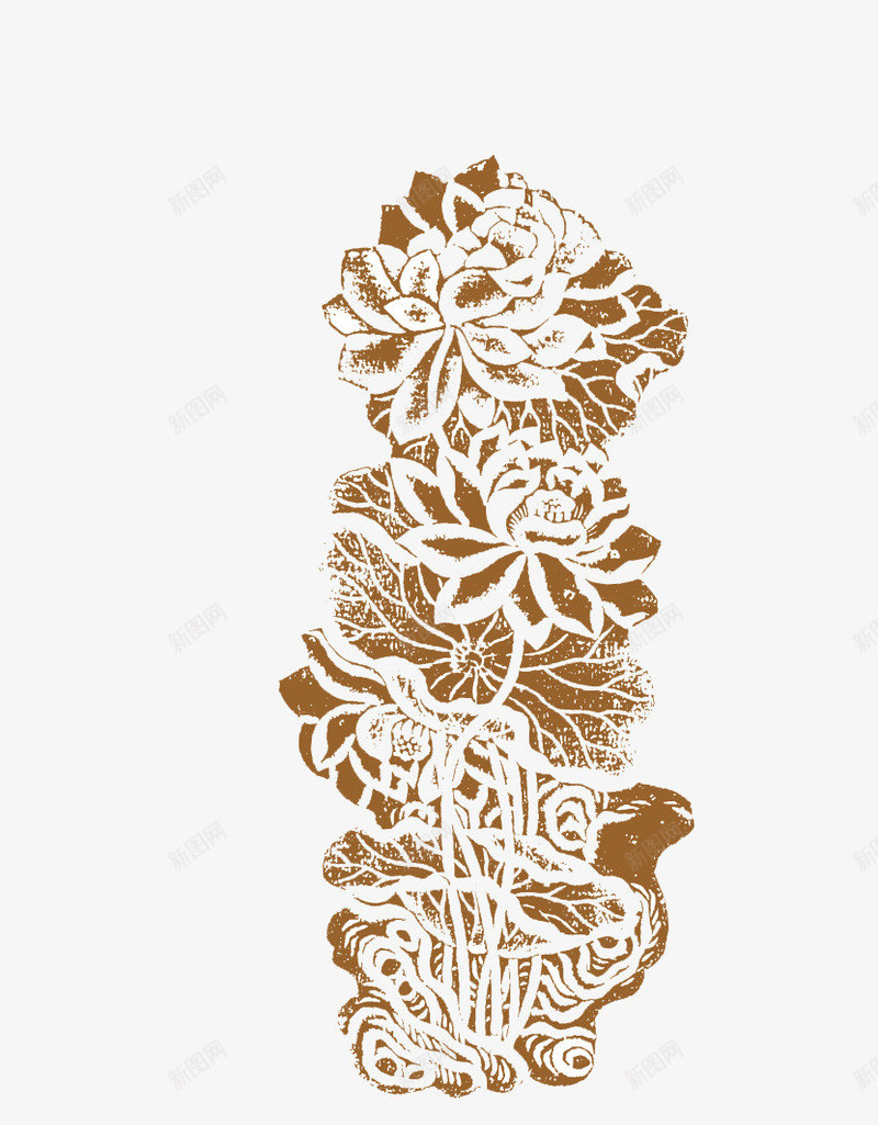 荷花印章png免抠素材_新图网 https://ixintu.com 印章 花朵 花瓣 荷花