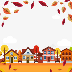 彩色秋季城镇风景素材