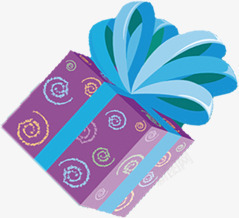 紫色花纹礼盒蓝色蝴蝶结素材