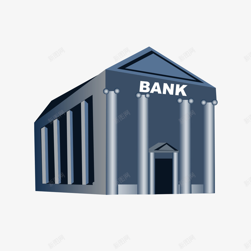 手绘银行建筑模型png免抠素材_新图网 https://ixintu.com 建筑模型 手绘建筑 银行 银行建筑