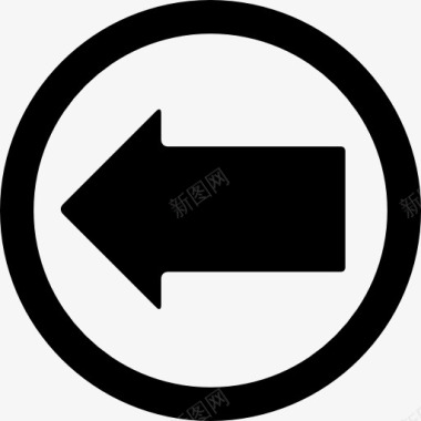 左箭头在一个圆圈的轮廓图标图标