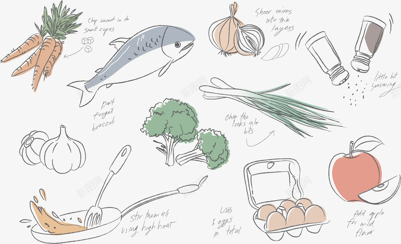 手绘风健康烹饪食材矢量图ai免抠素材_新图网 https://ixintu.com 健康食材 手绘食材 烹饪食材 矢量png 蔬菜食材 食材 矢量图