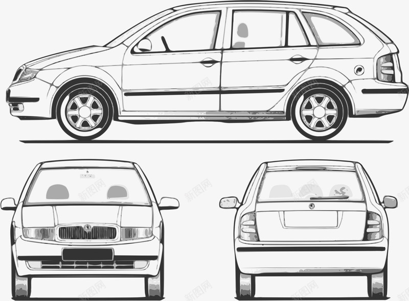 商务车三面图png免抠素材_新图网 https://ixintu.com suv 交通 旅行车 汽车 车