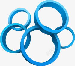 立体蓝色圆环素材