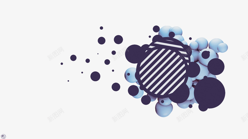 蓝色圆球体元素png免抠素材_新图网 https://ixintu.com 个性 圆球 条纹圆圈 男装