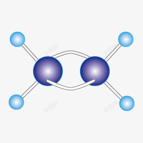 乙烯分子结构式png免抠素材_新图网 https://ixintu.com 乙烯 手绘 模型 蓝色 高分子