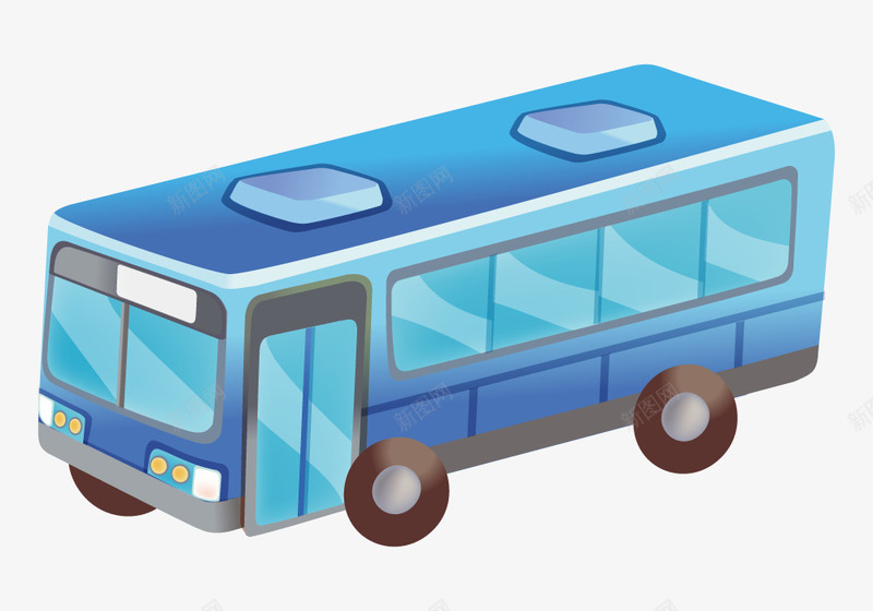 蓝色小巴士png免抠素材_新图网 https://ixintu.com 交通工具 公共汽车 写实 手绘 拟物化 质感