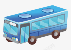 手绘的公共汽车蓝色小巴士高清图片