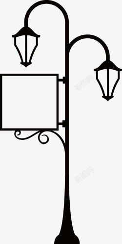 黑白广告牌路灯矢量图图标高清图片