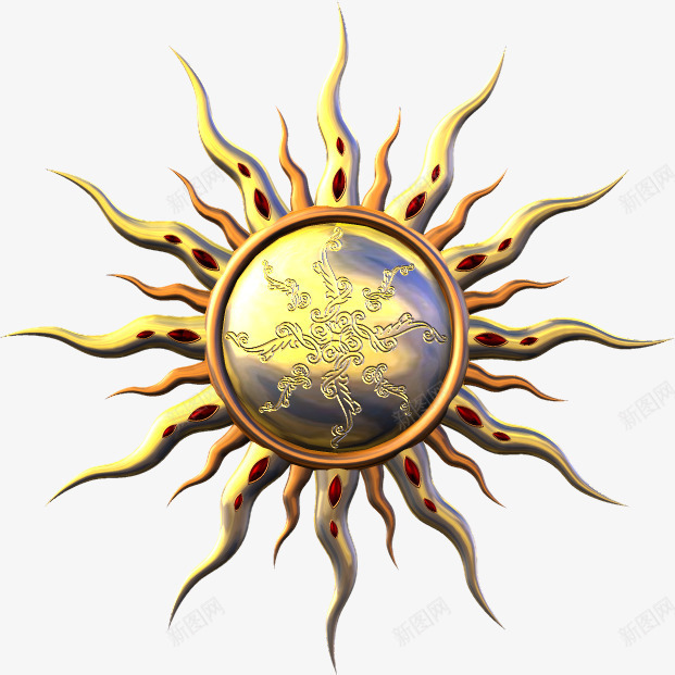 3D金属太阳模型png免抠素材_新图网 https://ixintu.com 光明 太阳 装饰 饰品