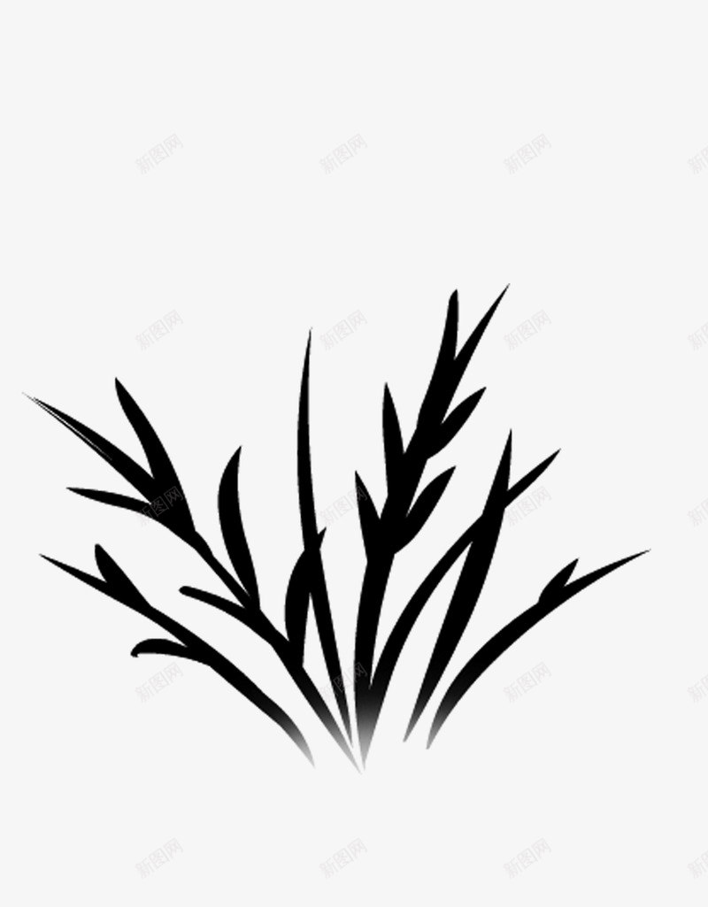 绘画植物png免抠素材_新图网 https://ixintu.com 小草 简笔画 绘画植物 黑白