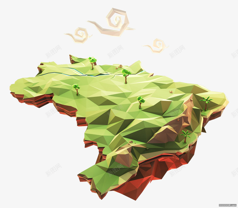 模型山地卡通绿色png免抠素材_新图网 https://ixintu.com 卡通 山地 模型 绿色
