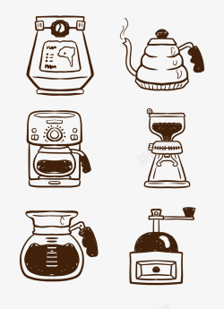 浅棕色手动手磨咖啡机手磨半自动咖啡机矢量图高清图片