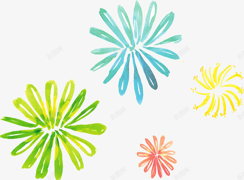 水彩花朵矢量图ai免抠素材_新图网 https://ixintu.com 水彩 烟花 花朵 花瓣 矢量图