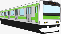 日本地铁闸机绿色电车高清图片