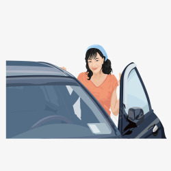 汽车车门开车门的女子矢量图高清图片