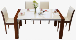 洁白实木餐桌七夕素材