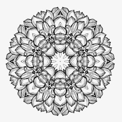 黑白圆形传统装饰花纹图案素材