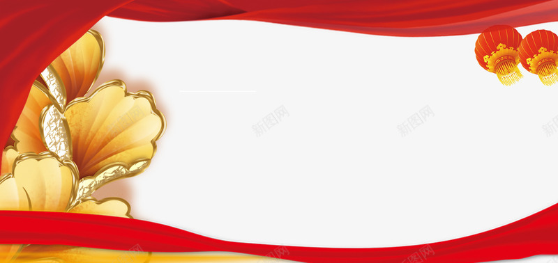 红色丝绸金色花朵png免抠素材_新图网 https://ixintu.com 灯笼 红色 红色丝绸 花朵 金色花朵