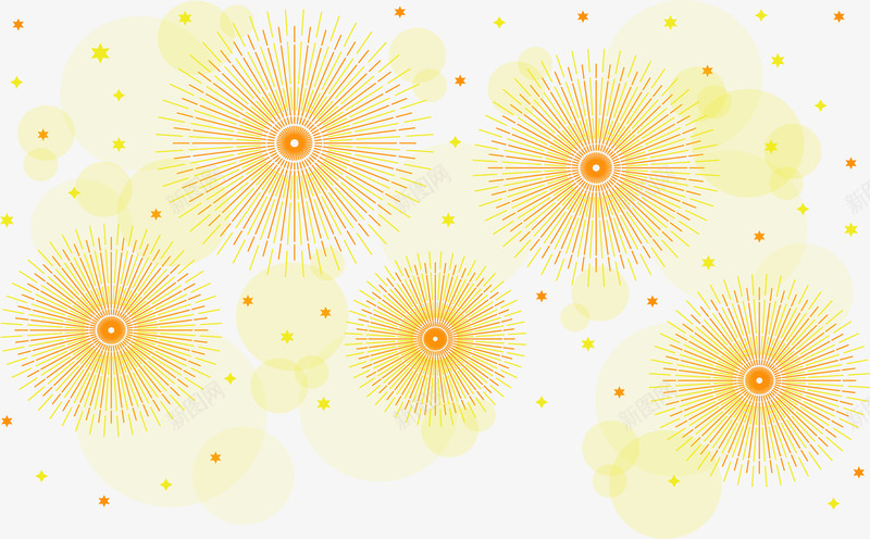 黄色光效烟花矢量图eps免抠素材_新图网 https://ixintu.com 烟花 矢量素材 节日庆典 黄色烟花 矢量图
