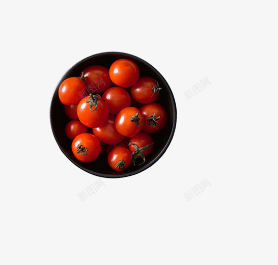 黑色碗里的小西红柿png免抠素材_新图网 https://ixintu.com 健康 小西红柿 水果 瓜果 碗里的 绿色 黑色