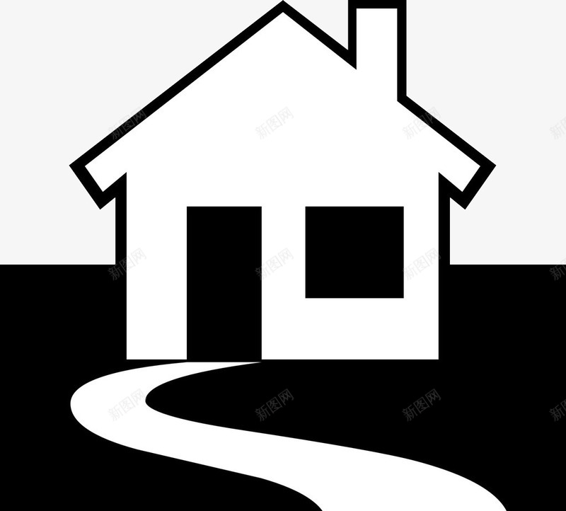 黑白简单的小房子图标png_新图网 https://ixintu.com 图片 房子 羊肠小道 黑白