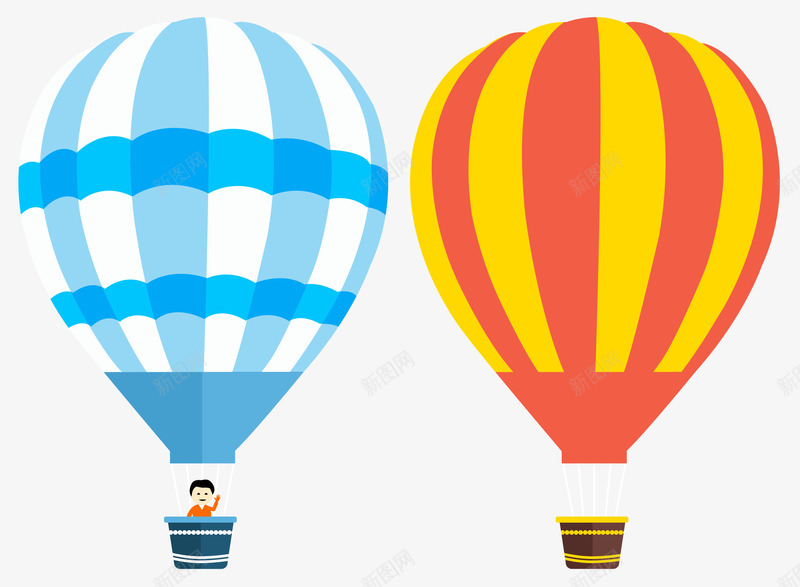 天空中的热气球png免抠素材_新图网 https://ixintu.com 卡通 手绘 条纹 男孩 简图 红色的 蓝色的 黄色的
