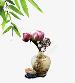 荷花花瓶美景背景素材