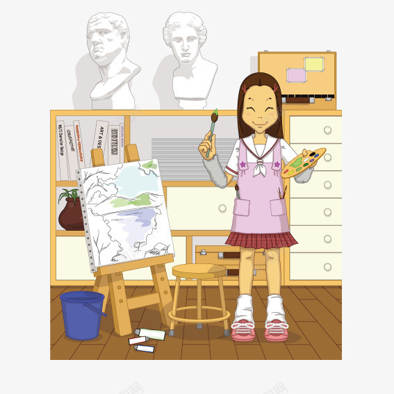 绘画室的女孩png免抠素材_新图网 https://ixintu.com 女孩 模型 画画