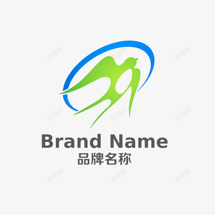 绿色小燕子图标png_新图网 https://ixintu.com logo 图标 圆圈 小燕子 文字 标志 燕子LOGO 绿色 蓝色