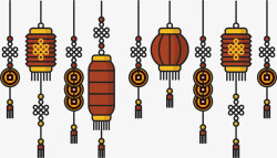 中秋节灯笼中国风插画节日装饰矢量图素材