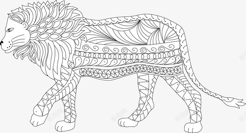 黑白狮子模型png免抠素材_新图网 https://ixintu.com 模型 狮子 绘画 黑白