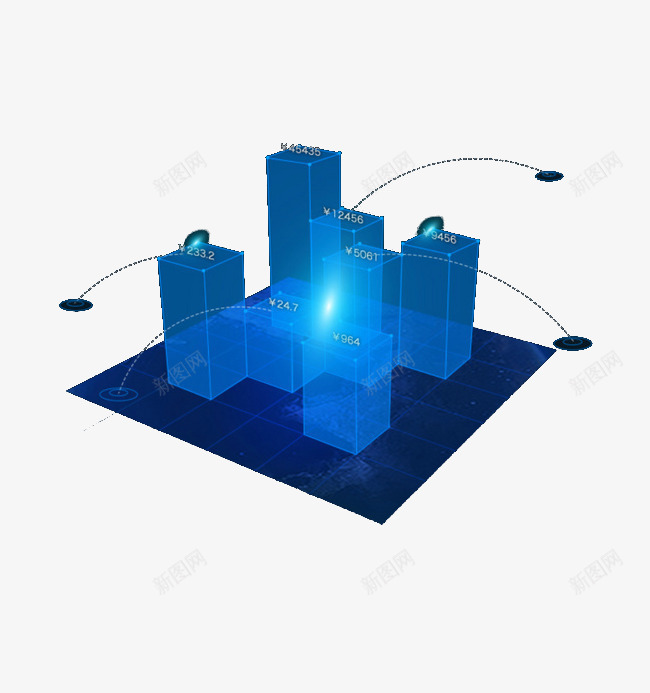 三维立体建筑模型png免抠素材_新图网 https://ixintu.com 建筑物 模型 蓝色