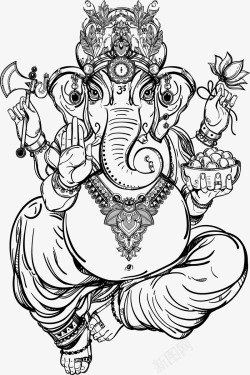 泰国神婆手绘泰国大象神高清图片