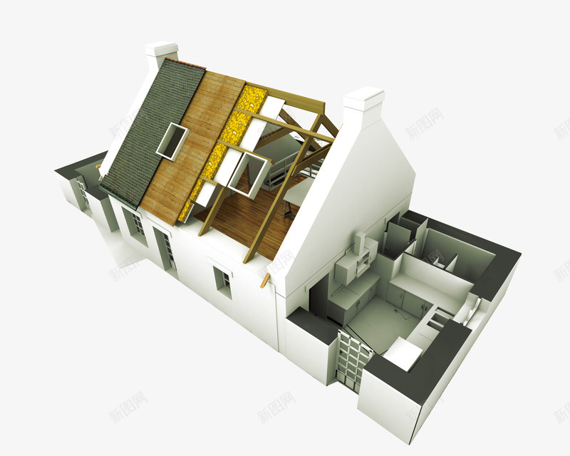 3d住宅模型png免抠素材_新图网 https://ixintu.com 3d 住宅 时尚 模型