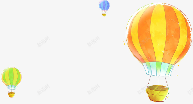 天空中的热气球png免抠素材_新图网 https://ixintu.com 免费下载 卡通 彩色热气球 手绘