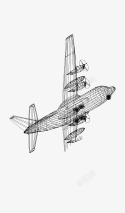 带线稿的模型飞机模型线框稿高清图片