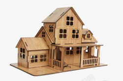 木材房子单色房子模型高清图片