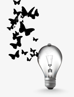 黑白灯泡日常用品灯泡黑白灯泡蝴蝶矢量图高清图片