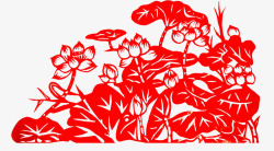 窗花剪纸的模板荷花剪纸高清图片