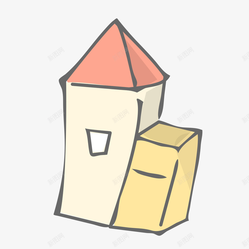 房子模型卡通png免抠素材_新图网 https://ixintu.com 儿童 卡通 房子 手绘 模型