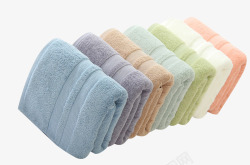 纯棉彩色毛巾折叠好的小方巾高清图片