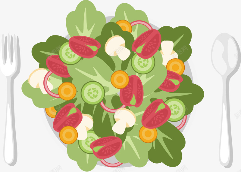 蔬菜沙拉png免抠素材_新图网 https://ixintu.com 健康 减肥餐 刀叉 快到碗里来 水果 盘子 蔬菜